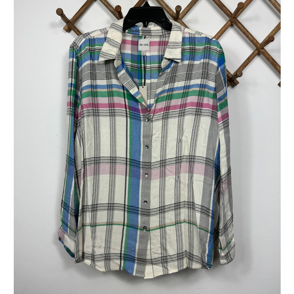 NIC+ZOE Here to There Plaid Button-Up Shirt Size XXL - Picture 4 of 12